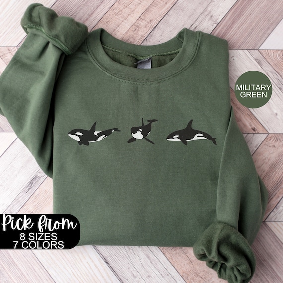 Vintage Orca Whale Sweater, Women's Whale Sweatshirt,Aesthetic Animal Print Shirt,Trendy Graphic Sweater,Best Friend Gifts,Orca Killer Whale