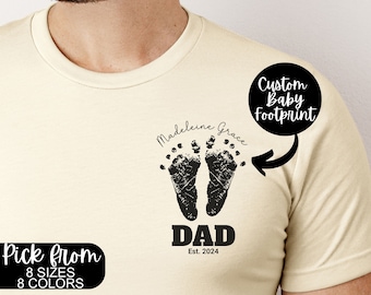 Custom Baby footprint Shirt for Dad,Kids Names Shirt,New Dad Gift, Custom Dad TShirt,1st Fathers Day Gift,New Father Shirt, Dad and Son Tee