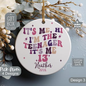 13 Year Old Ornament, In My Official Teenager Era Christmas Ornament, Personalized 13th Birthday Gift For Officially Teenager Daughter