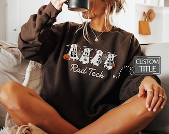 Custom Radiology Sweatshirt,Halloween Xray Tech Sweater,Skeleton Rad Tech Sweatshirt,Spooky Radiologic Technologist,Radiology Student Gift