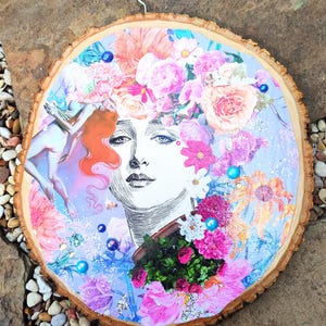Royal - handmade decoupaged fantasy collage art on wood plaque