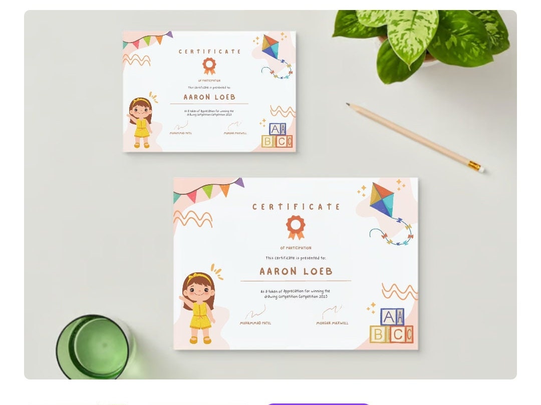 School Nursery Certificate of Completion Digital Download Etsy