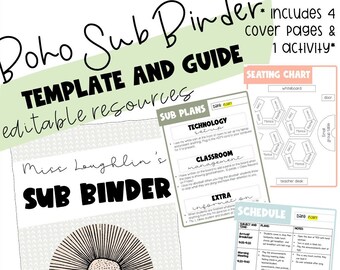Calm Boho Colors Sub Substitute Binder Template I EDITABLE I Google AND PP