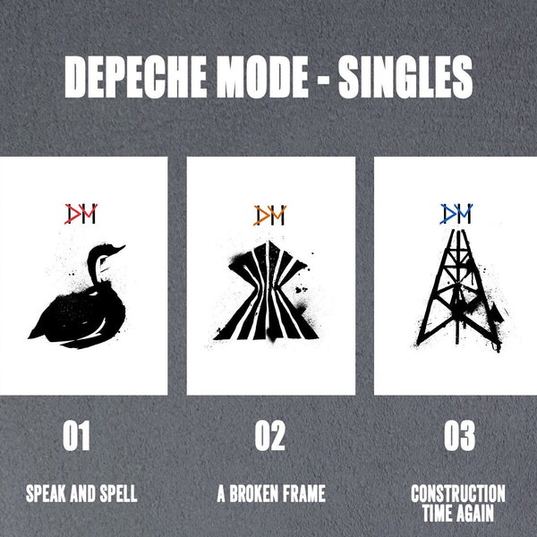 Depeche Mode Singles Wall Art Print Unframed Music Speak & Spell, A broken Frame, Construction time again