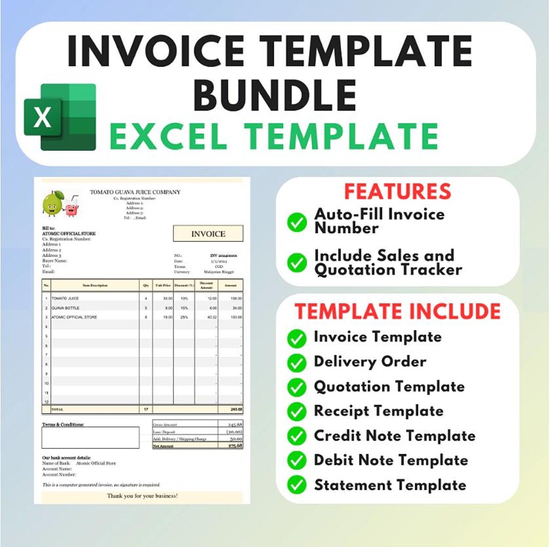 Invoice Quotation Invoice & Quotation Template Bundle – Easy to Use - Excel Templates - Etsy