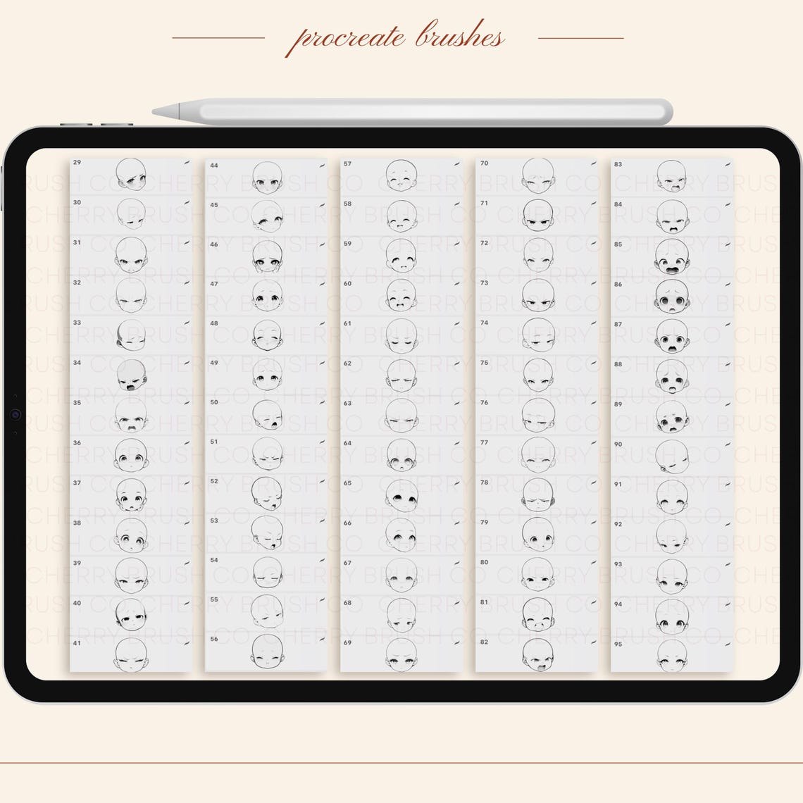Procreate Chibi Emote Brushes: 100 Faces, Heads (digital Download) - Etsy