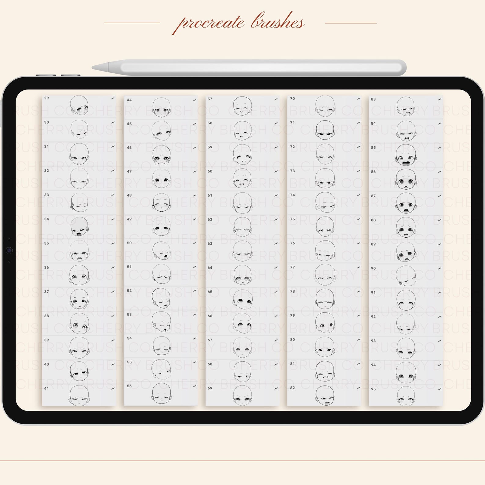 Procreate Chibi Emote Brushes: 100 Faces, Heads (digital Download) - Etsy