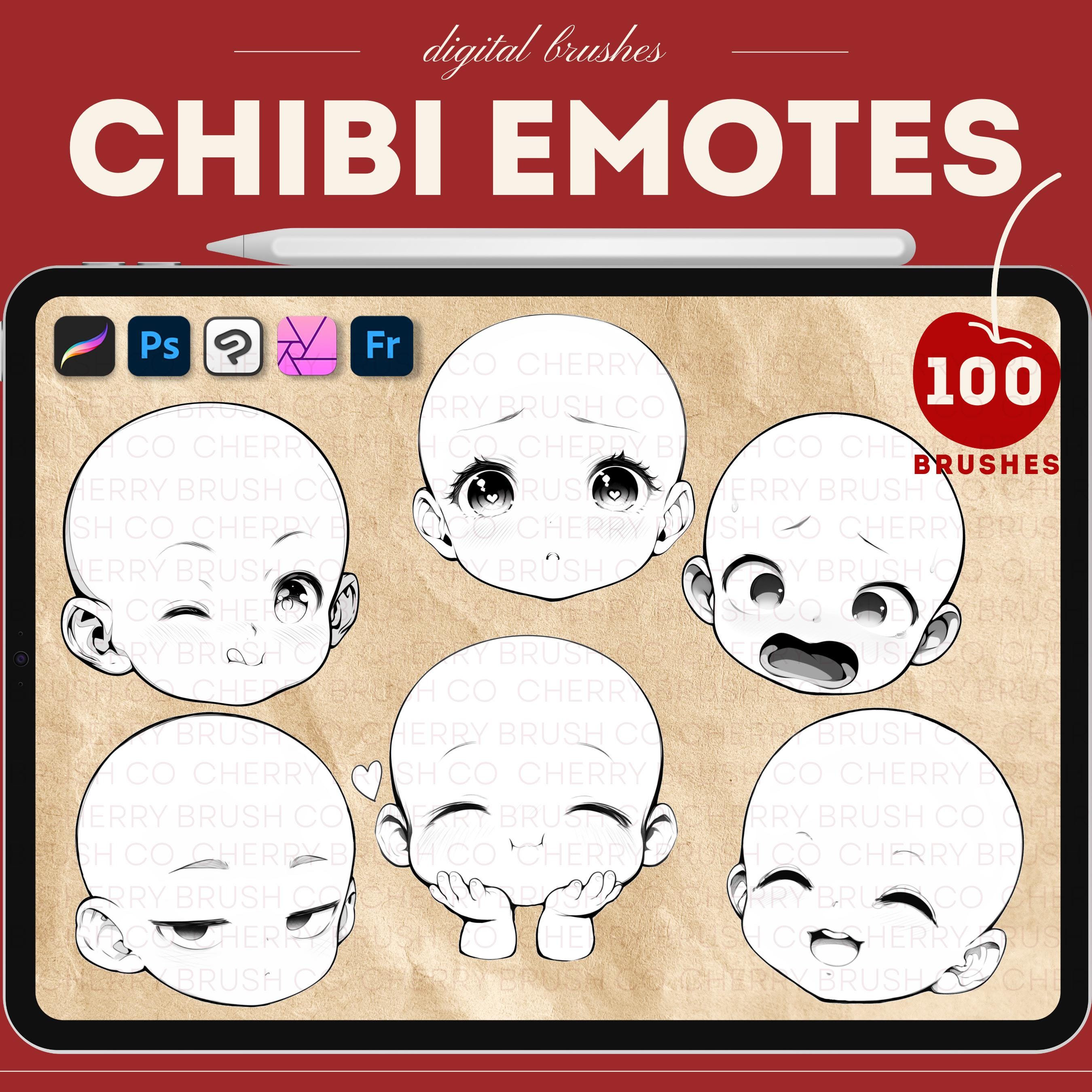 Pinceles de caras chibi y sellos de cabezas para Procreate, Photoshop, Clip Studio, Affinity, Fresco, Krita