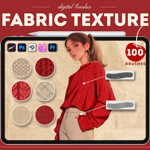 Fabric texture Procreate brushes. Photoshop fabric textures brushes. Procreate knitting brush, procreate stamps. Clip studio paint brushes