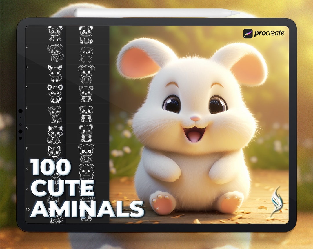 Procreate Cute Animals Stamps. Procreate Kawaii Brushes. Digital ...