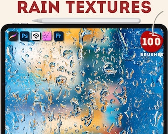 Rain Texture Brush Set, Procreate, Photoshop, Clip Studio (Digital Download)