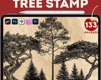 133 borstelset boomstempels, Procreate, Photoshop, Clip Studio (digitale download)