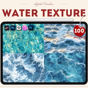 Procreate Vattentexturpenslar, Hav, Ocean, Vågor (Digital Nedladdning)