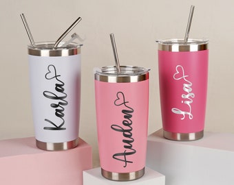 Personalized 20 OZ Tumbler, Custom Travel Mug, Laser Engraved Tumblers, Stainless Steel water cup, Insulated Tumbler, Bridesmaid Tumbler