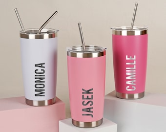 Bicchiere sottile personalizzato, bicchiere da damigella d'onore con cannuccia, regali per addio al nubilato, bicchieri d'acqua per feste di matrimonio, tazza da sposa personalizzata