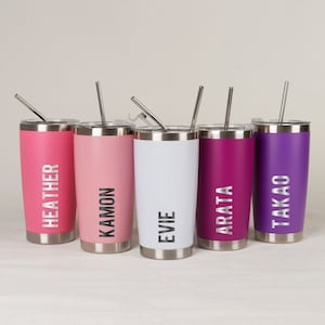 Personalized 20 oz Tumbler With Straw, Bridesmaid Gifts, Bridesmaid Proposal, Bachelorette Party Favours, Girl&#39;s Trip Tumbler,Skinny Tumbler