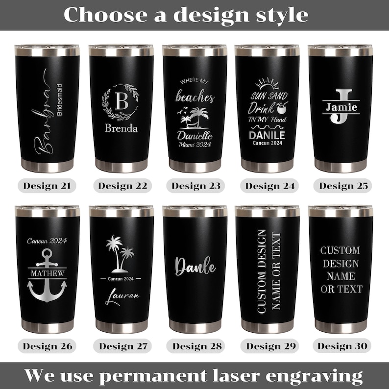 Personalized 20 oz Tumbler, Custom Name Travel Mug, Laser Engraved Tumbler, Stainless Steel water cup, Bridesmaid Tumbler, Insulated Tumbler zdjęcie 10