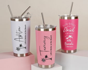 Personalized Girl's Trip Tumbler, Custom Holiday 20 OZ Name Tumblers, Bridesmaid Gifts, Mother's Day, Birthday Cup, Laser Engraved Mug