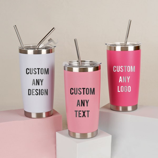 Personalized 20oz Tumbler, Custom Your LOGO any text design, Gifts for Her, Bridesmaid Gifts, Birthday Cup, Cooperate Gift Mug
