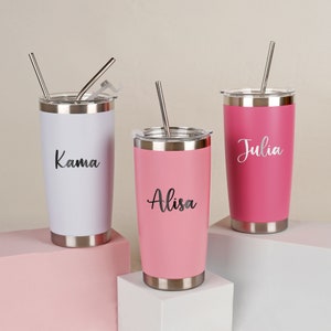 Benutzerdefinierte personalisierte Name Becher, Mädchen Reise 20 Unzen Becher, Edelstahl Cup Stroh, Hochzeit Brautjungfer Geschenke, Geburtstag Becher