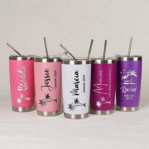 Gepersonaliseerde strandbeker voor meidenreis, vakantie bekers van 20 OZ, weekendcadeau meisjes, lasergegraveerde bekers, roestvrijstalen mok