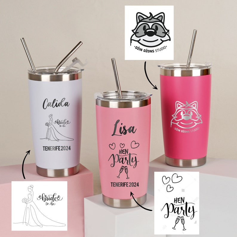 Personalized 20oz Tumbler, Custom Your LOGO any text design, Gifts for Her, Bridesmaid Gifts, Birthday Cup, Cooperate Gift Mug image 3