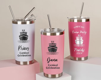 Personalized 20oz Tumbler, Cruise ship party gifts, Custom Travel Mug, Laser Engraved Tumbler, Stainless Steel water cup, Bridesmaid Tumbler
