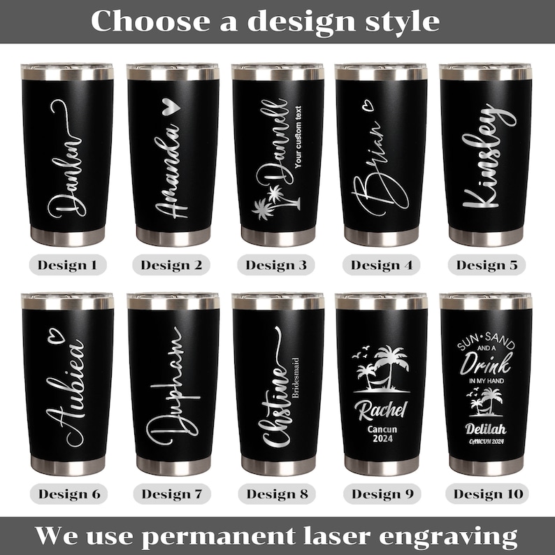 Personalized 20 oz Tumbler, Custom Name Travel Mug, Laser Engraved Tumbler, Stainless Steel water cup, Bridesmaid Tumbler, Insulated Tumbler zdjęcie 8