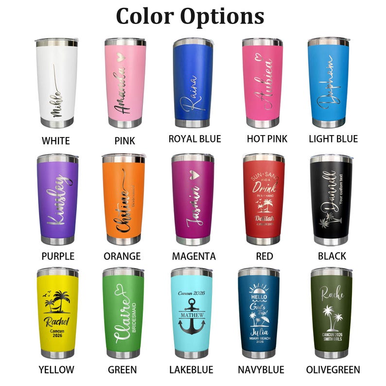 Personalized 20oz Engraved Tumbler, Custom Name Travel Mug, Stainless Steel Cups, Insulated Bridesmaid Tumbler, Tumbler with Straw image 7