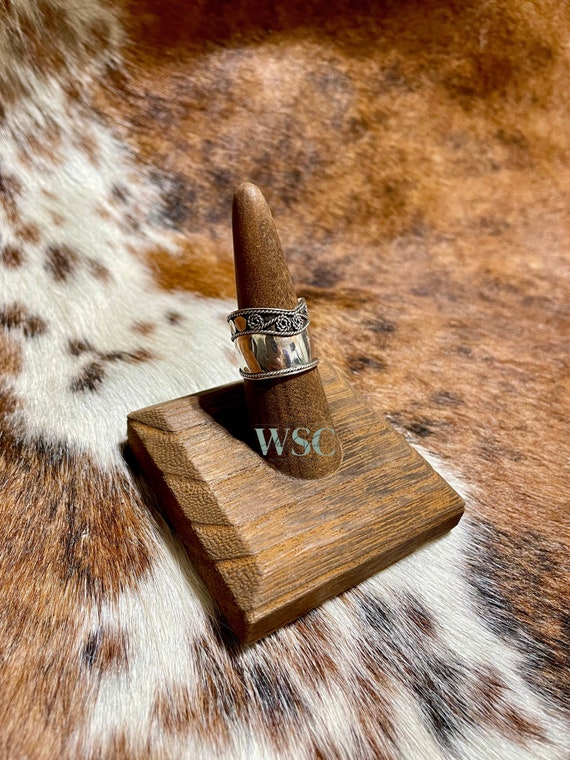 Vintage Sterling Silver Cigar Band Ring (Size 7 1… - image 2
