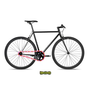 Pink and Orange Snap-On Chain Caps, Stylish Fixed Gear Accessories, Tool-Free Bike Chain Covers, Single Speed Chain Caps