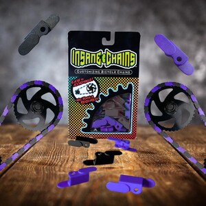 Schwarz Lila Fahrrad Ketten Kappen – Snap-On Mod von Insane Chains | Fahrradzubehör und Geschenke für Fahrer jeden Alters!