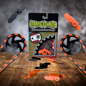 Kettenabdeckung - Schwarz & Orange | Custom Bike Upgrade von Insane Chains | Ideal für Kinderfahrräder, BMX, Beach Cruisers und E-Bikes