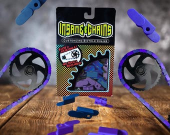 Purple and Blue Bike Chain Covers – Snap-On Chain Caps – Fits Kids Bikes, Adults, BMX, Cruisers & E-bikes - Bike Accessory