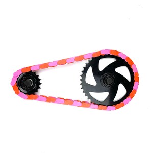 Pink and Orange Snap-On Chain Caps, Stylish Fixed Gear Accessories, Tool-Free Bike Chain Covers, Single Speed Chain Caps