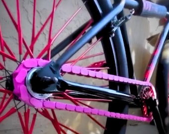Pink Bike Chain Cover | Grease Protection + Customizable Bike Accessory | Fits Kids Bikes, BMX, Cruisers + E-bikes