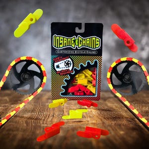 Bunte Fahrrad Kettenabdeckungen | Rot & Gelb Snap-On Kettenverschlüsse | Upgrade für Kinder, Erwachsene, Cruiser und E-Bikes | Individuelles Geschenk, Radsportbekleidung