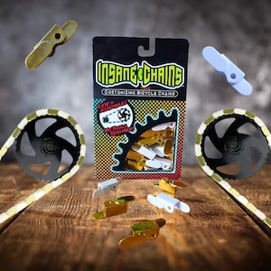 Gold & White Snap-On Bike Chain Covers – Upgrade for Kids, Adults, Cruisers and E-bikes | Custom Bike Accessory, Cycling Gear