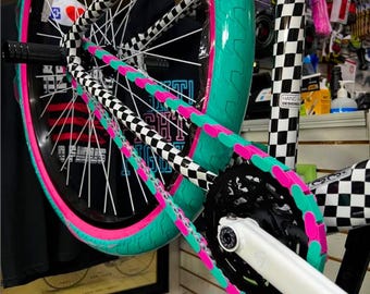 Teal & Pink  Bike Chain Cover | Grease Protection + Customizable Bike Accessory | Fits Kids Bikes, BMX, Cruisers + E-bikes