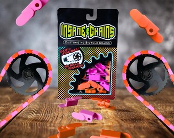 Pink and Orange Bike Chain Cover | Grease Protection + Customizable Bike Accessory | Fits Kids Bikes, BMX, Cruisers + E-bikes