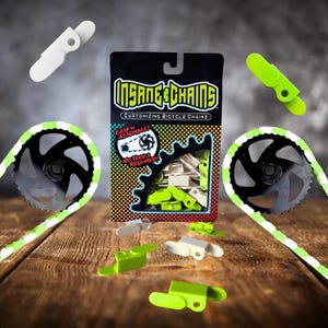 Grüne & weiße Snap-On Kettenverschlüsse - Insane Chains | Kundenspezifisches Fahrrad Mod | BMX Teile und Zubehör