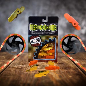 Bike Accessories Gold & Orange Snap On Chain Caps for Kids, BMX and E Bikes | Fun Cycling Gift | Bright Custom Bike Upgrade