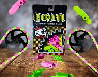 Green and Pink Bike Chain Covers – Snap-On Chain Caps – Fits Kids Bikes, Adults, BMX, Cruisers & E-bikes - Bike Accessory