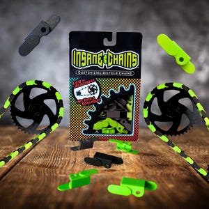 Schwarz & hellgrünen Fahrrad Kettenkappen | Snap on Fahrradzubehör | Kids, BMX, E-Bike | Tolles Weihnachtsgeschenk