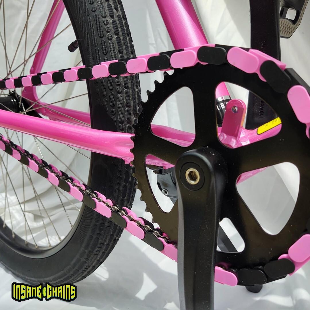 Pink & Black Bike Chain Caps – Snap-on Bike Mod | Bike Accessory | BMX ...