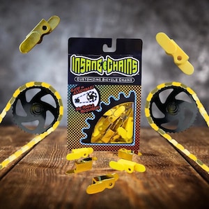 Cubrecadenas de bicicleta amarillo y dorado con cierre a presión: mejora para niños, adultos, bicicletas de paseo y eléctricas / Regalo personalizado para BMX, equipamiento de ciclismo