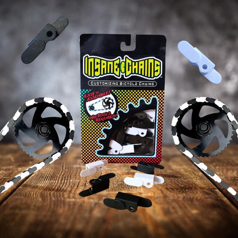 White and Black Bike Chain Cover - Grease Protection & Custom Bike Accessory - Fits Kids Bikes, BMX, Cruisers and E-bikes image 2