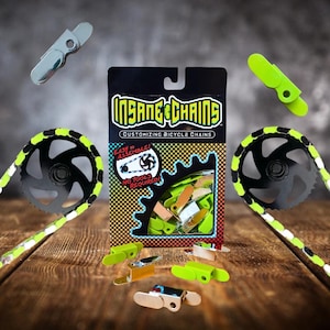 Bunte Kettenkappen in Chrom & Grün von Insane Chains - Fahrradzubehör für Kinder, BMX, Beach Cruiser und E-Bikes