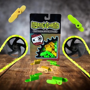 Bunte Fahrrad Kettenabdeckungen - Gelb und Hellgrün | Individuelles BMX Geschenk | Beach Cruiser & E-Bike Zubehör | Radfahren Geschenk