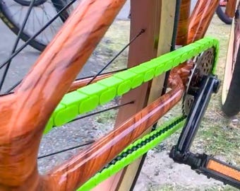 Green Bike Chain Cover | Grease Protection + Customizable Bike Accessory | Fits Kids Bikes, BMX, Cruisers + E-bikes